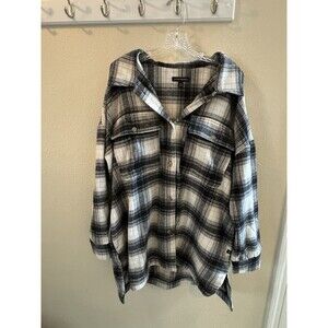 Banana Republic Plaid Long Sleeve Button Down Shirt Jacket XXL Shacket